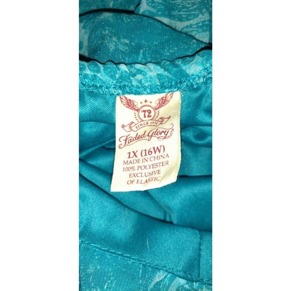 Faded Glory Teal Maxi Dress Sz 1X 16 Y2K Turquoise Ruffle Romantic Flowy Beach - Picture 7 of 10